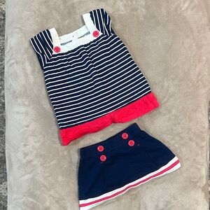 Gymboree Navy and Pink Striped Kids Matching Set